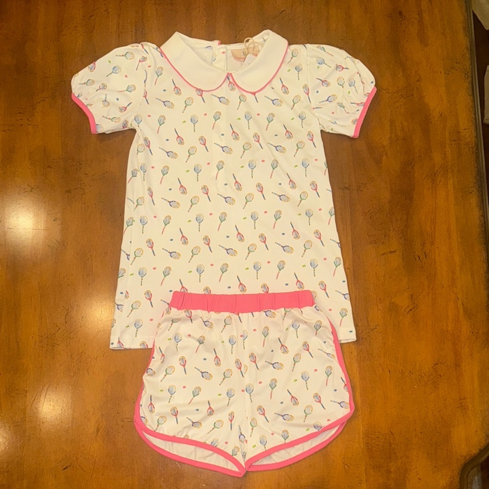 NWT Smockingbird Tennis Print Knit Girls Shorts Set - 7 price is firm